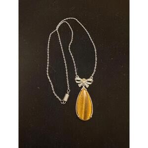 STS Karis Tiger's Eye Silver Tone 16" Necklace with Magnetic Closure